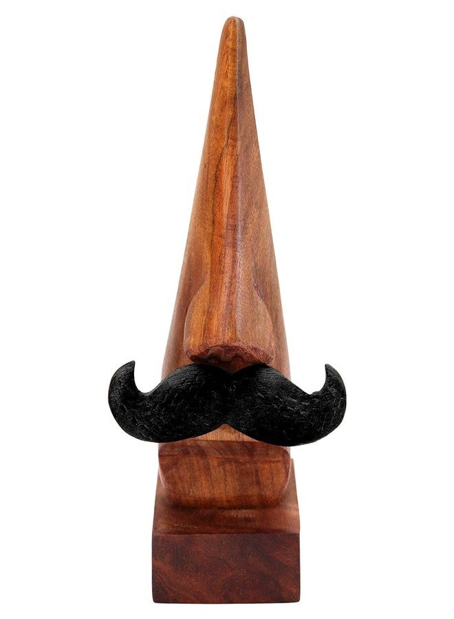 Craftland Handmade Antique Wooden Nose Shaped Spectacle Specs Eyeglass Holder Stand with Moustache (Antique). - Image 1